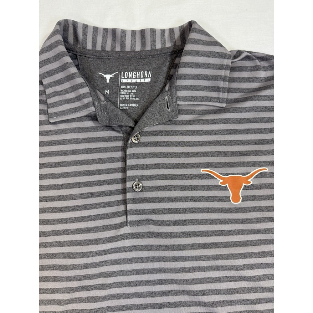 University Of Texas Longhorns Polo Shirt Gray Striped Golf Mens Size Medium